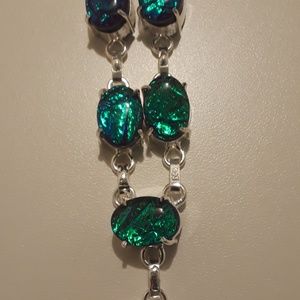 925 Silver Australian triple opal necklace, new